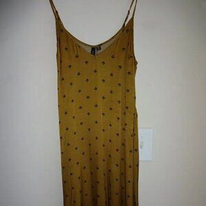 Womens Knot Sisters Bee Dress XS Gold Black Bumble Bumblebee Spaghetti Strap